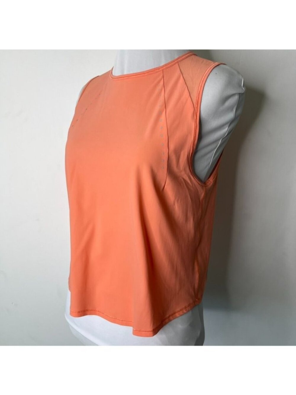 Lululemon Sculpt Cropped Tank Top Orange Size 4 Pleated Back Mesh Workout